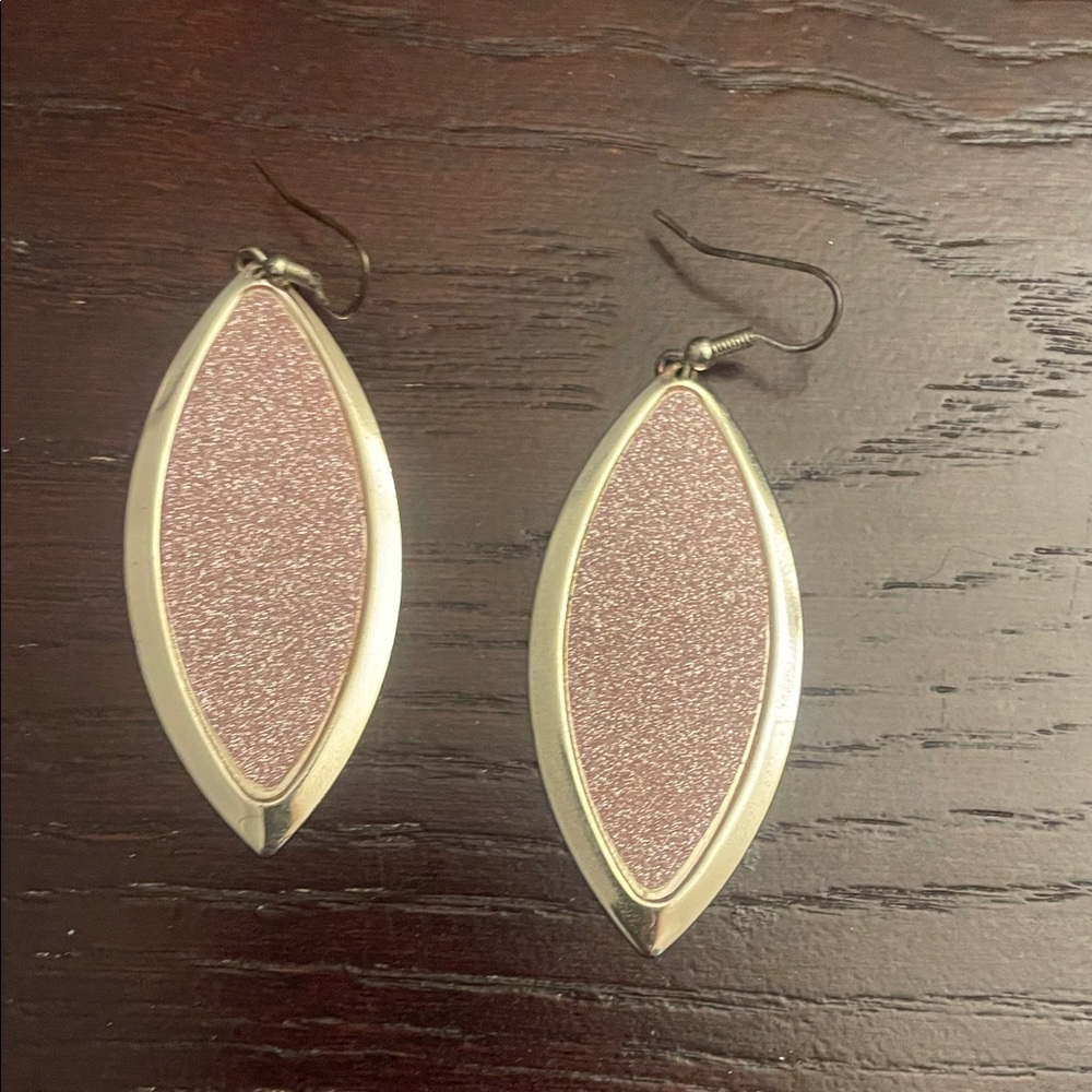 Pink Glitter Marquise Drop Earrings - Brand Unknown